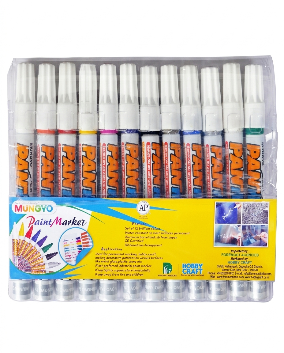 MUNGYO PAINT MARKER, SET OF 12 ASSORTED COLORS