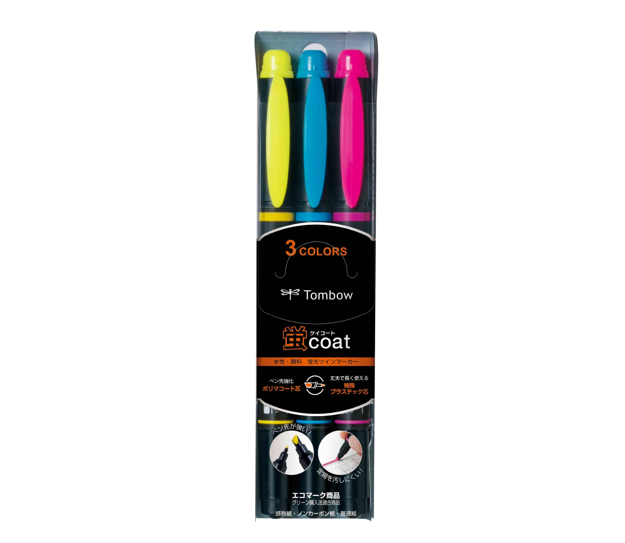 TOMBOW MONO EDGE TWIN TIP HIGHLIGHTER, SET OF 3 ASSORTED COLORS