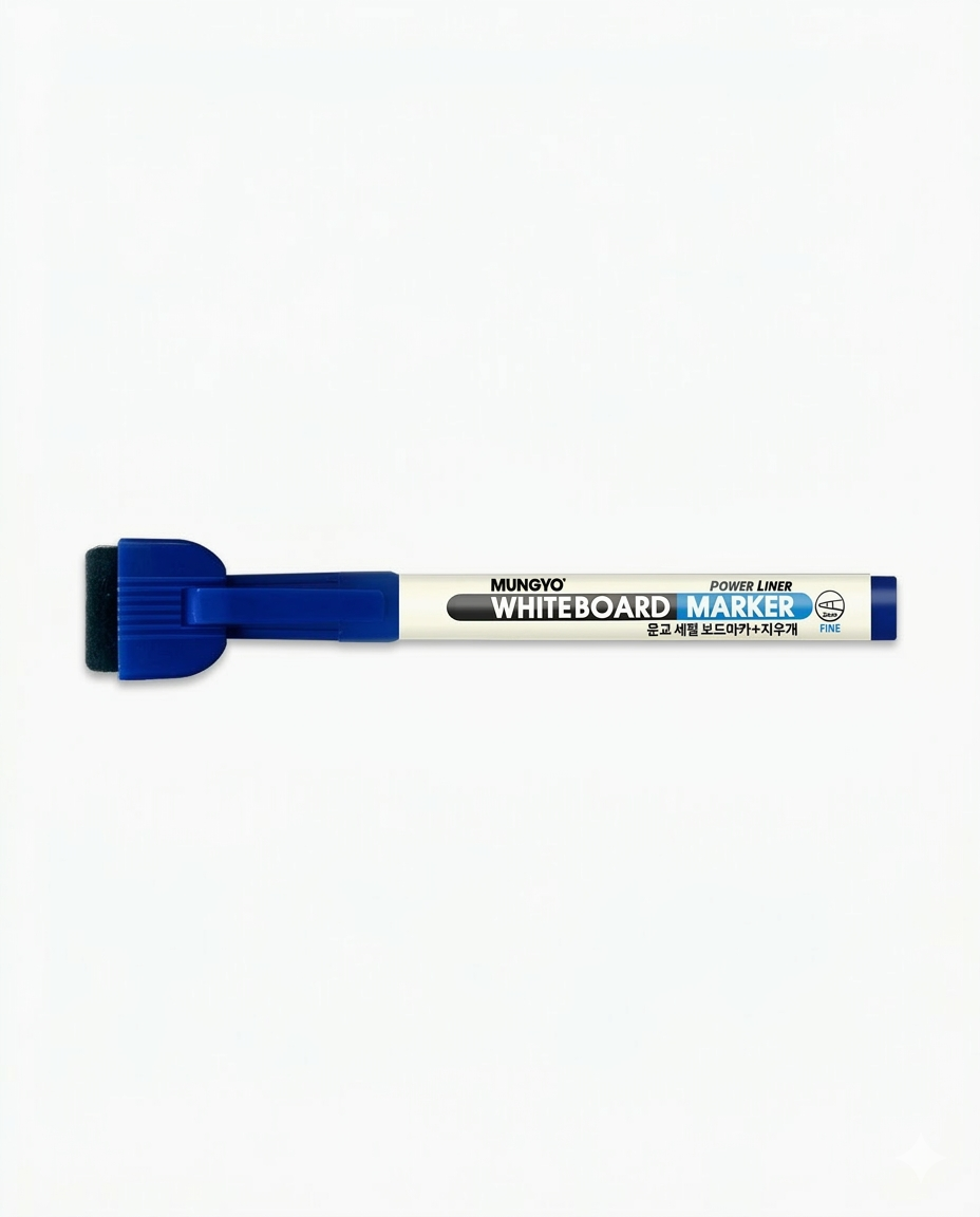 MUNGYO MAGNETIC WHITE BOARD MARKERS, FINE TIP, 1DOZ., BLUE