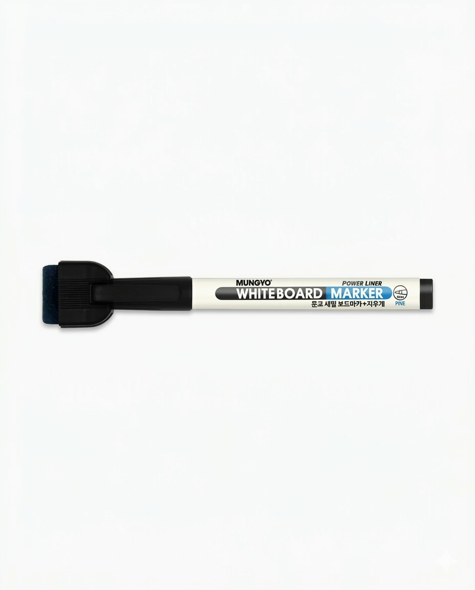 MUNGYO MAGNETIC WHITE BOARD MARKERS, FINE TIP, 1DOZ., BLACK