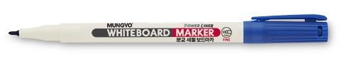 MUNGYO WHITE BOARD MARKERS, FINE TIP, 1DOZ., BLUE